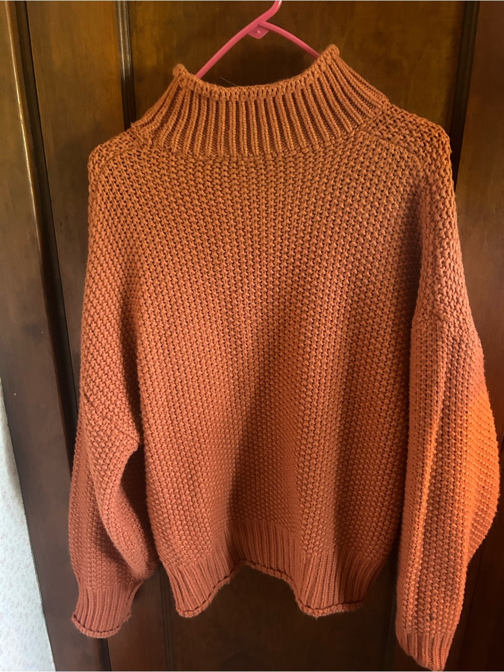 Anthropologie Rust Orange Chunky Turtleneck Sweater